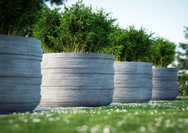 Donice Hydra szare w ogrodzie